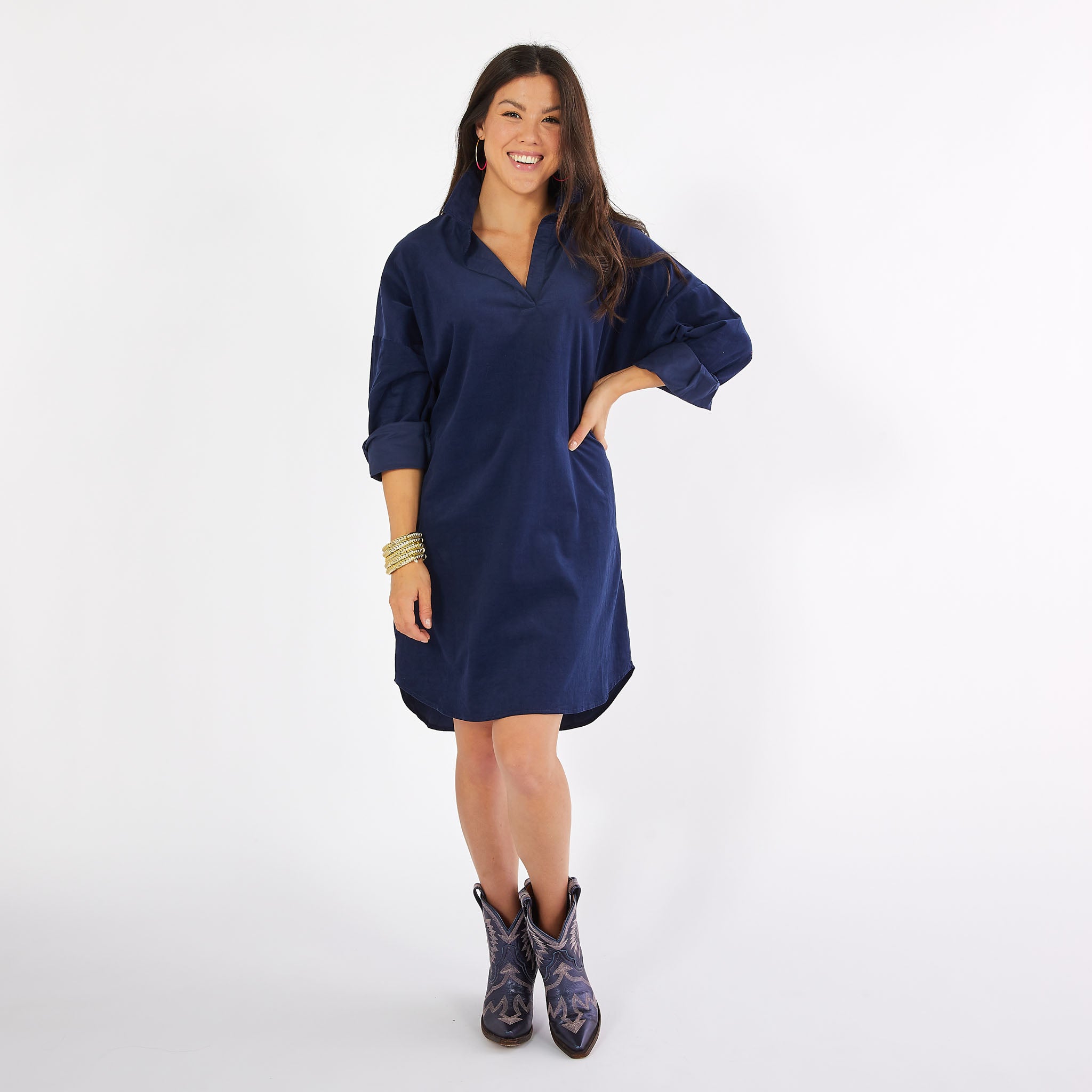 Preppy Dress Corduroy Navy Caryn Lawn Preppy Dress Corduroy Navy Caryn Lawn