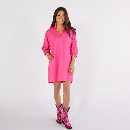 Caryn Lawn Betsy Collar Corduroy Dress Pink