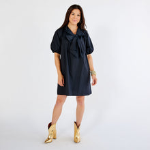 Load image into Gallery viewer, Caryn Lawn Ryan Bow Dress Navy