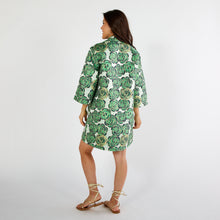 Load image into Gallery viewer, Caryn Lawn Keri Jacquard Rose Dress Green and Navy