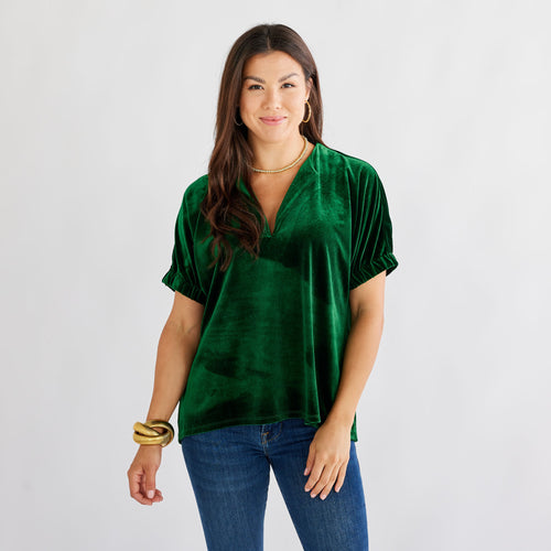 Caryn Lawn Betsy Velvet Top Forest
