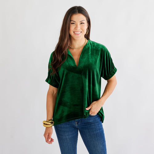Caryn Lawn Betsy Velvet Top Forest