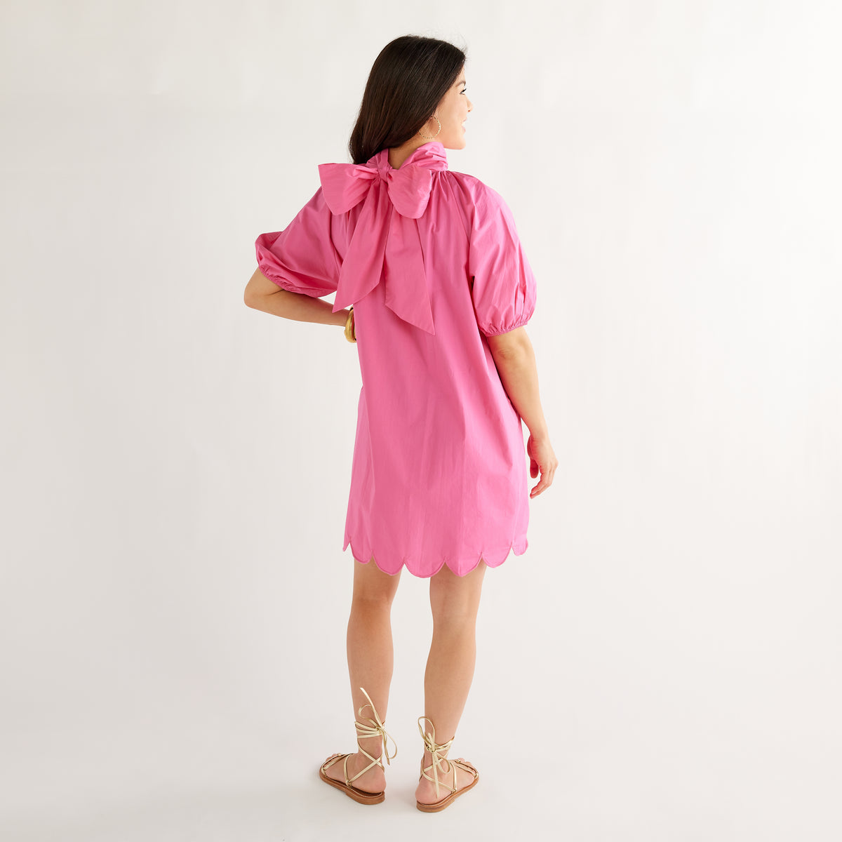 かわいいドット リボン【RONRON】RIBBON BOW HALF SLEEVE DRESS DRESS - RONRON 론론