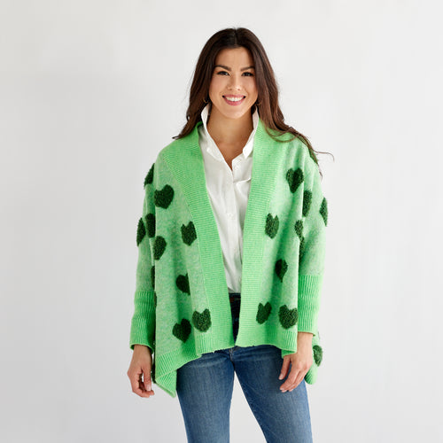 Caryn Lawn Cape Heart Sweater Green