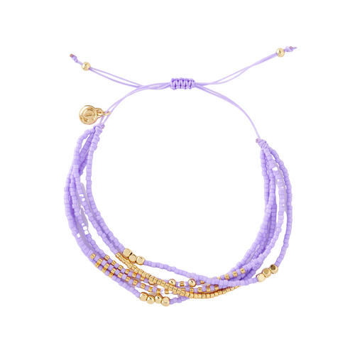 5 Strand Seed Bead Bracelet Lavender