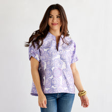 Load image into Gallery viewer, Caryn Lawn Betsy Jacquard Rose Top Lavender