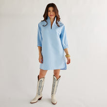 Load image into Gallery viewer, Caryn Lawn Betsy Collar Jacquard Dress Powder Blue