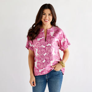 Caryn Lawn Betsy Jacquard Rose Top Pink