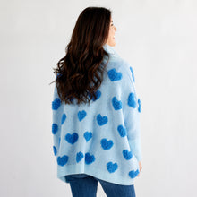 Load image into Gallery viewer, Caryn Lawn Cape Heart Sweater Blue