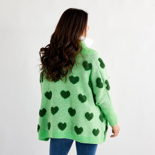 Caryn Lawn Cape Heart Sweater Green