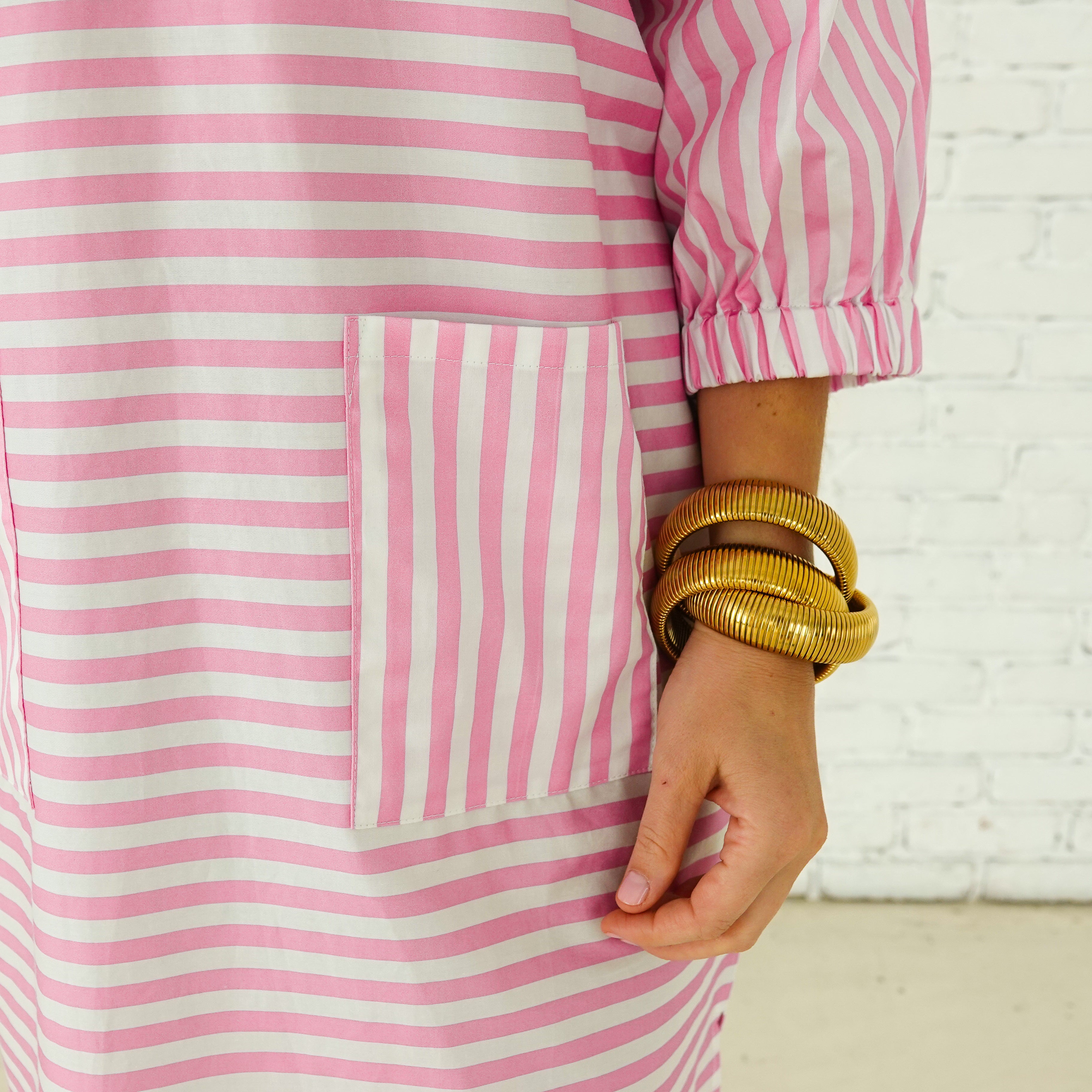 Caryn Lawn Betsy Dress Pink Stripe