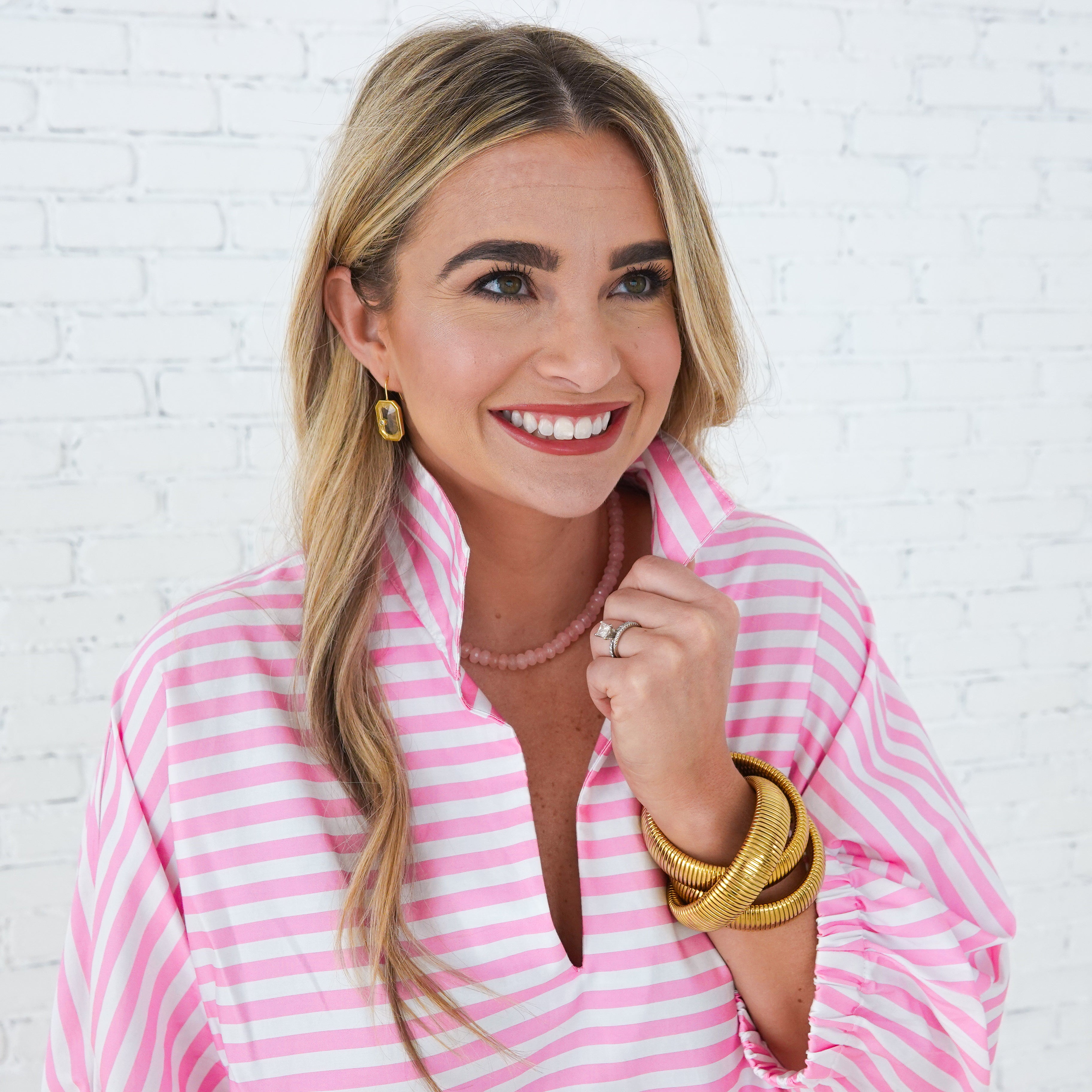 Caryn Lawn Betsy Dress Pink Stripe