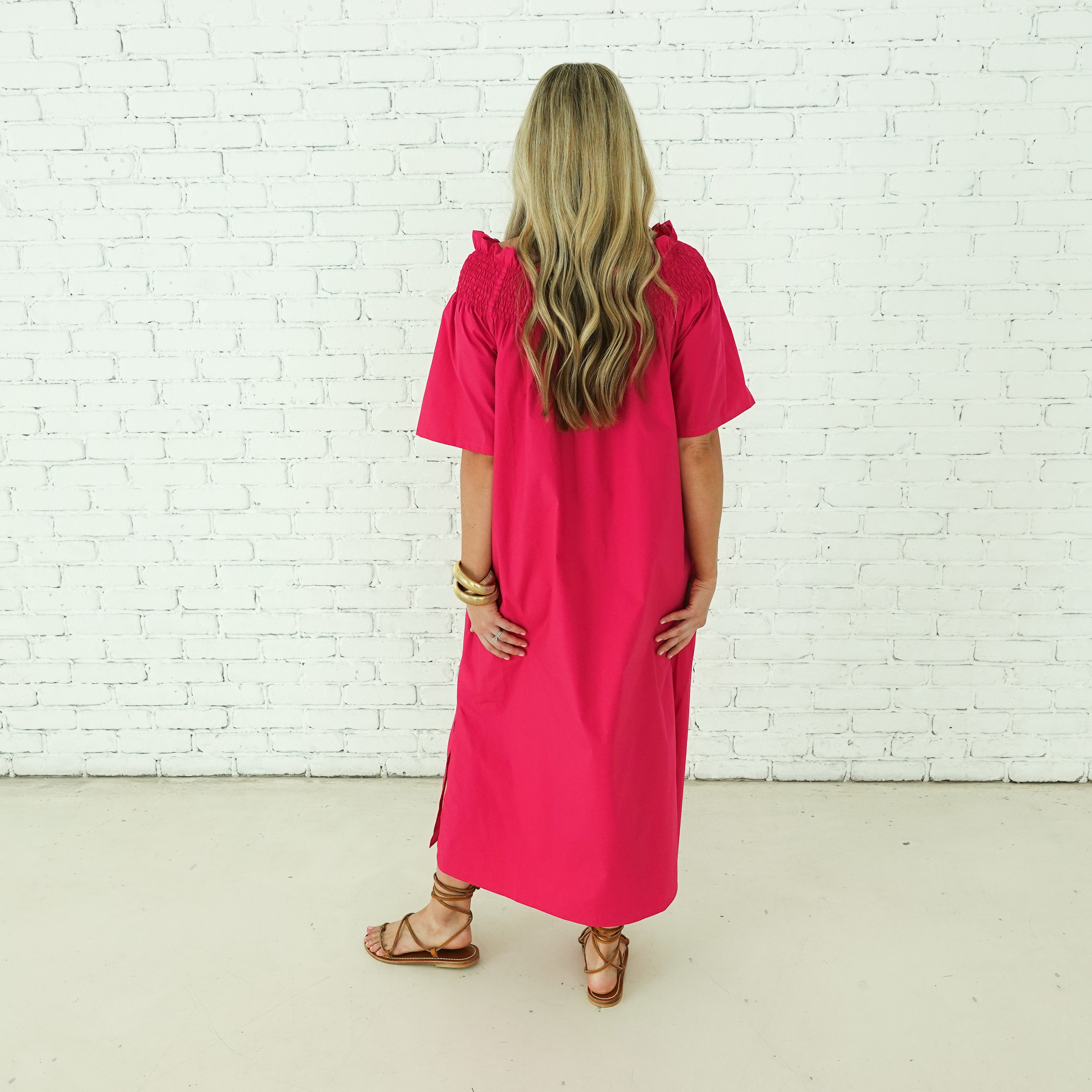 Caryn Lawn Polly Dress Hot Pink