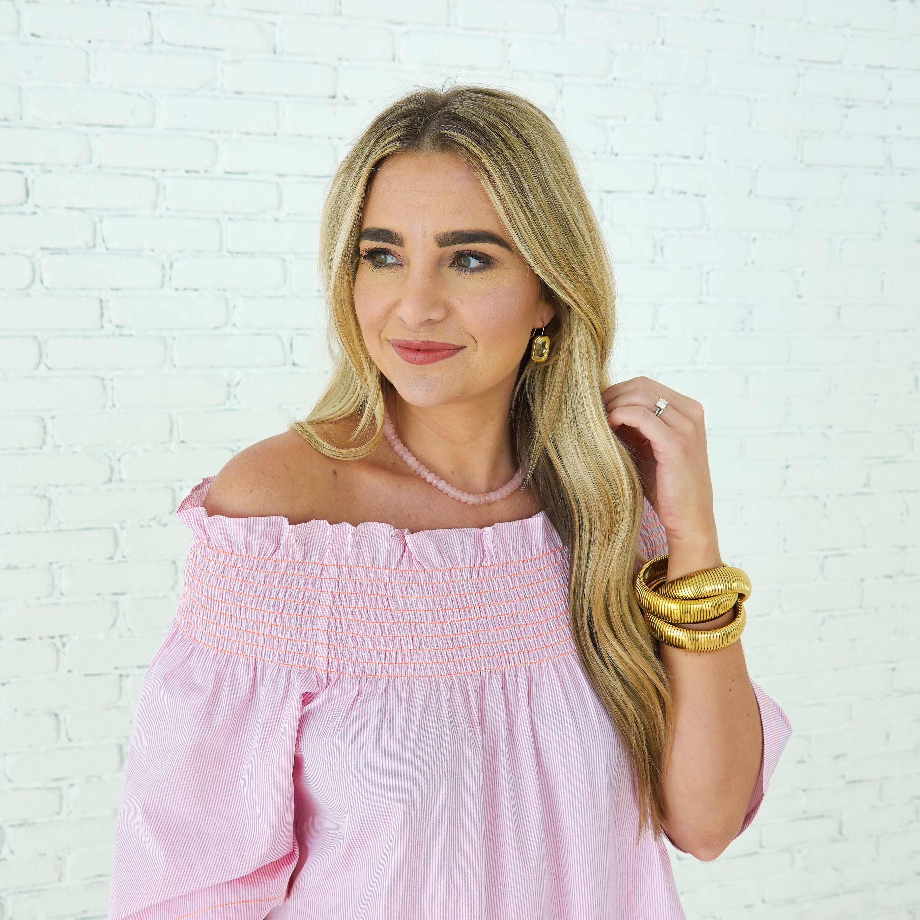 Caryn Lawn Polly Dress Pink Stripe