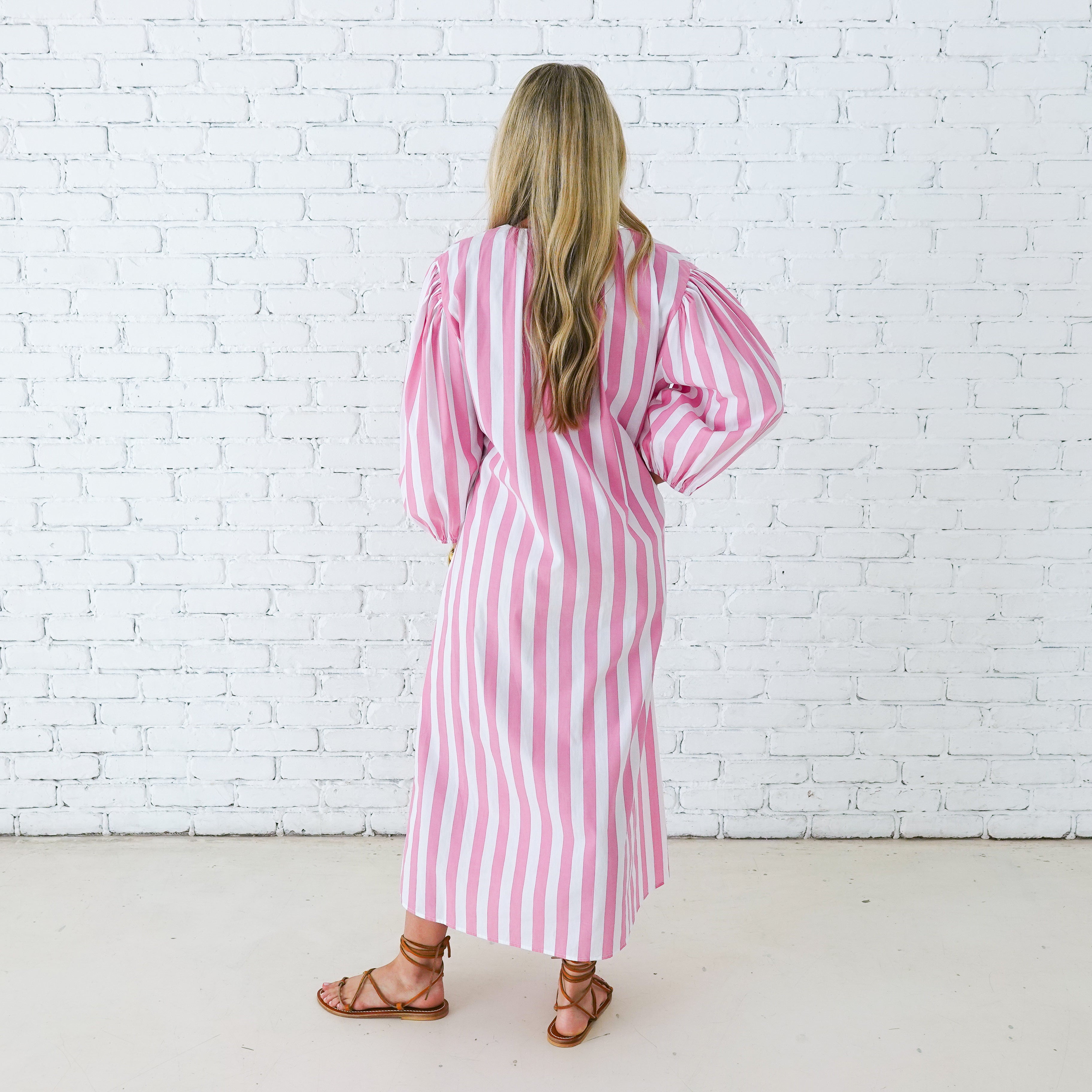 Caryn Lawn Cabana Dress Pink Stripe
