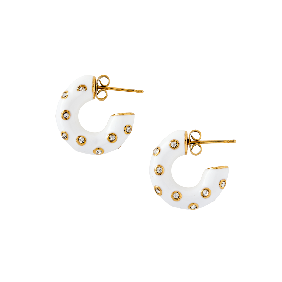 Caryn Lawn Jane Hoop Earring White