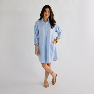 Caryn Lawn Kimberly Dress Opposite Blue Stripe