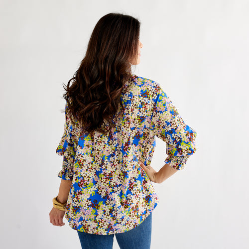 Caryn Lawn Kimberly Top Blue Floral
