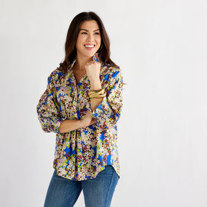 Caryn Lawn Kimberly Top Blue Floral