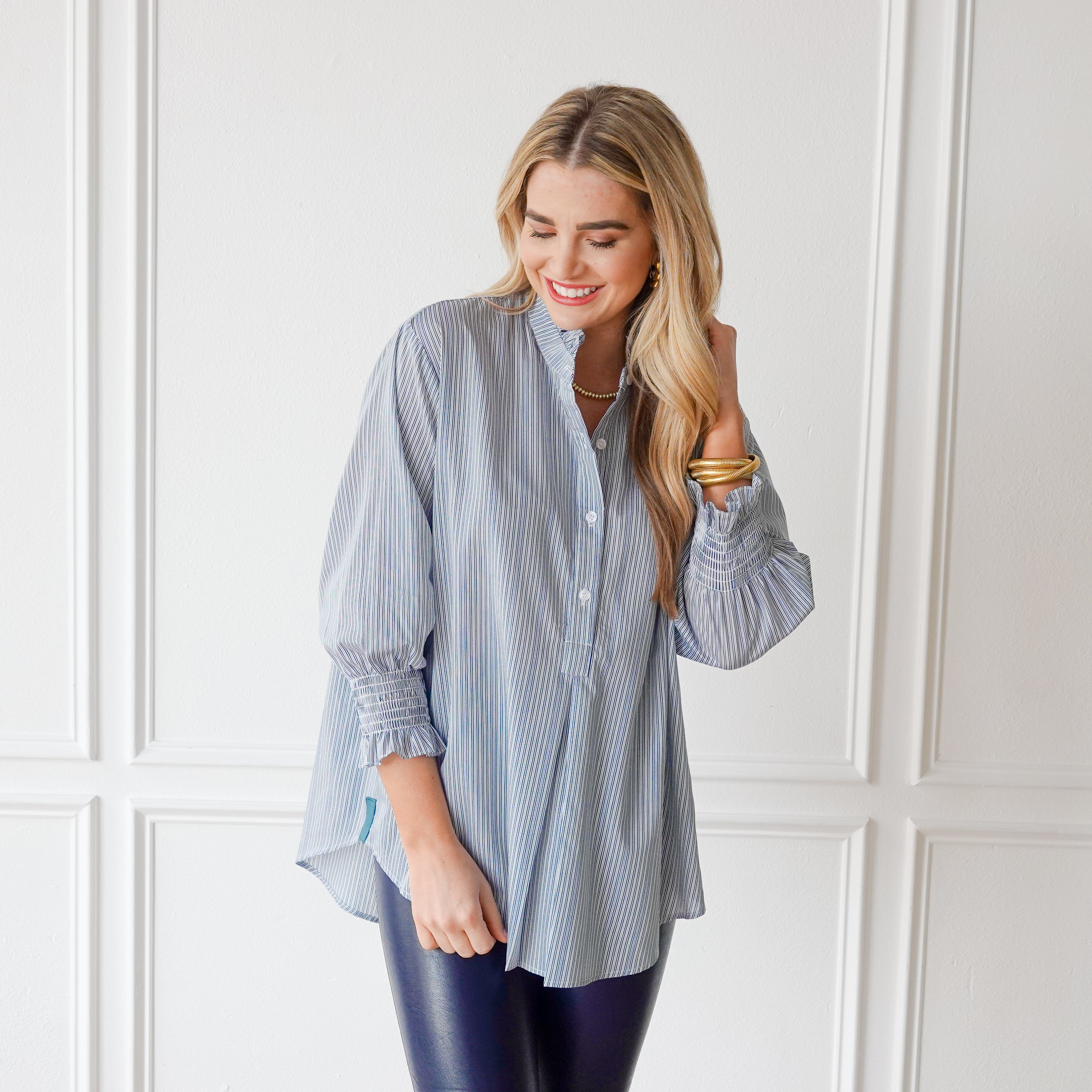 Caryn Lawn Kimberly Top Forest Stripe
