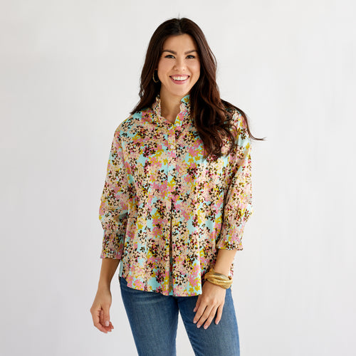 Caryn Lawn Kimberly Top Pink Floral