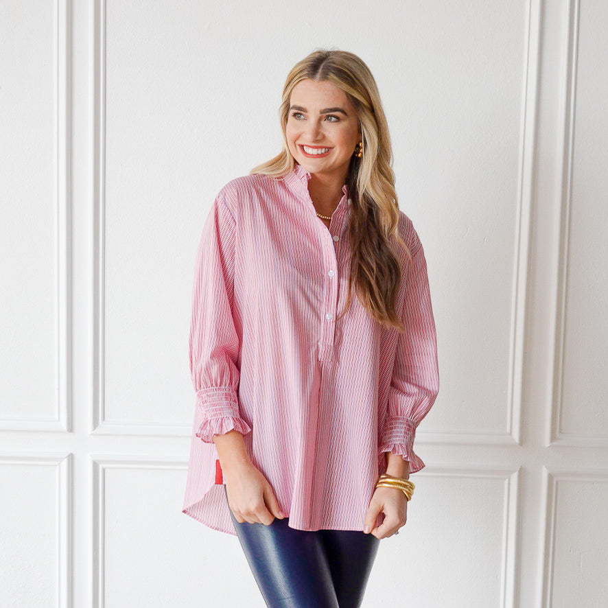Caryn Lawn Kimberly Top Red Stripe