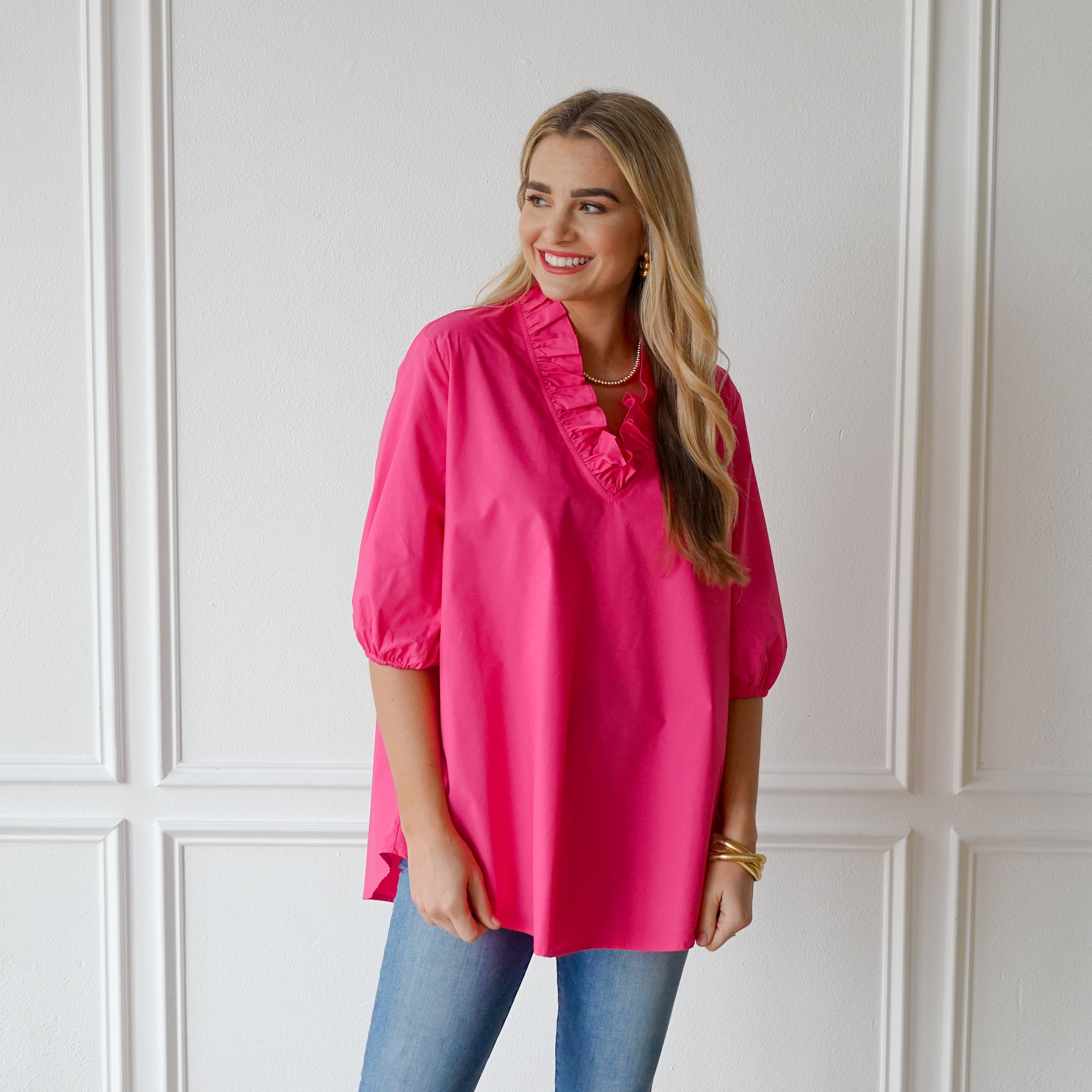 Caryn Lawn Kit Top Hot Pink