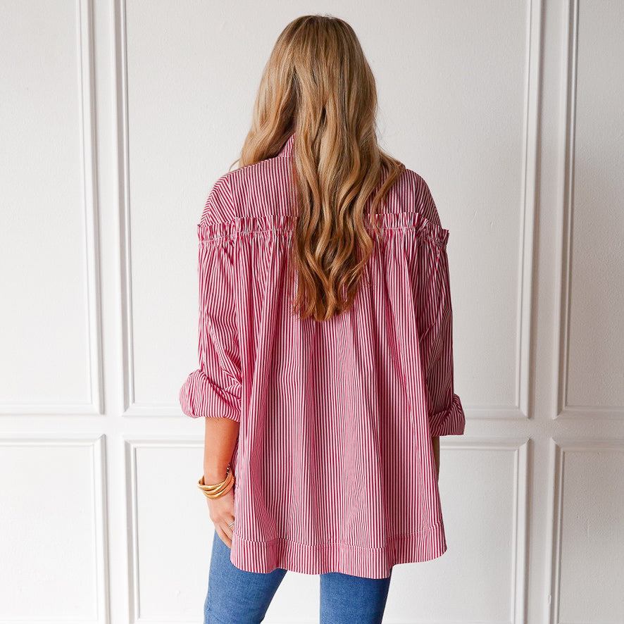 Caryn Lawn Miriam Top Red Stripe