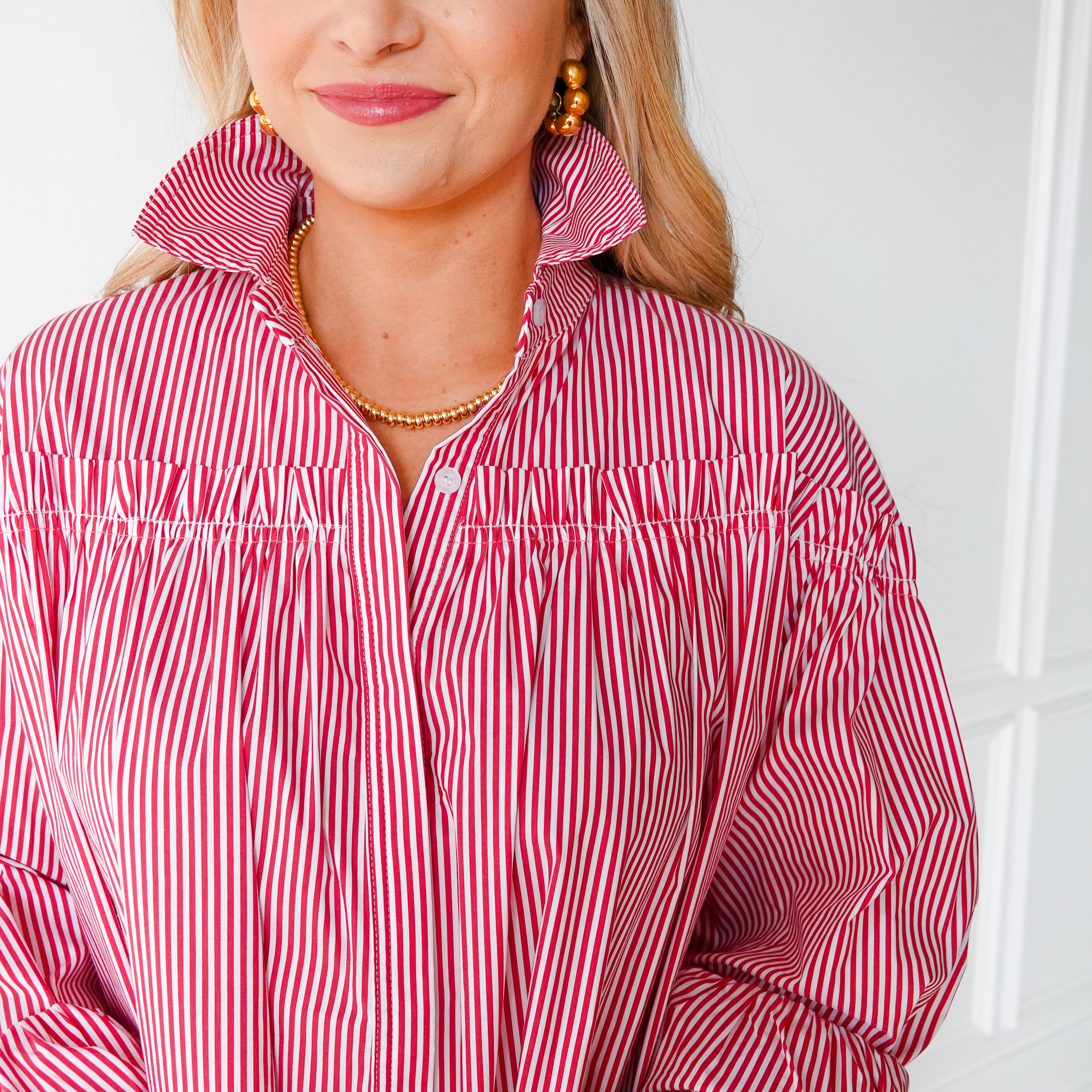 Caryn Lawn Miriam Top Red Stripe