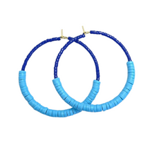 Load image into Gallery viewer, Caryn Lawn Seaside Seed Bead Hoop Earring Cobalt/Light Blue