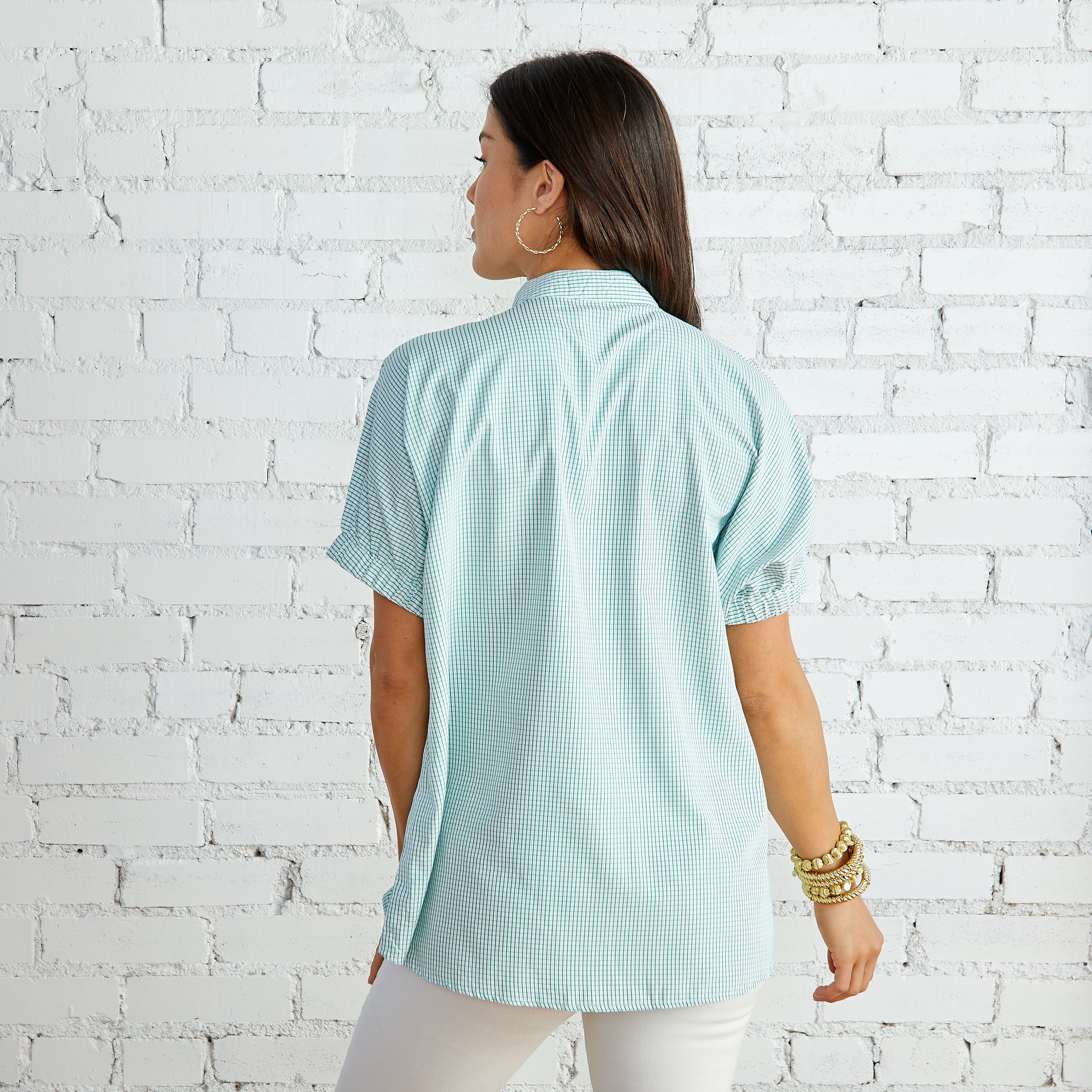 Caryn Lawn Betsy Button Down Green
