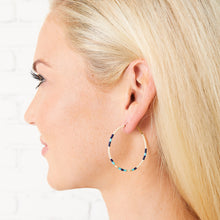 Load image into Gallery viewer, Caryn Lawn Baja Hoop Earring - Cream/Navy/light blue