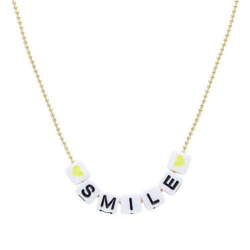 Caryn Lawn Beaded Word Necklace- Smile