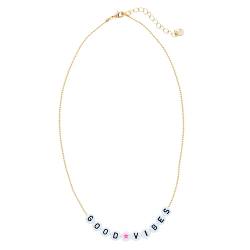 Caryn Lawn Beaded Word Necklace- Good Vibes
