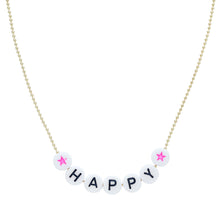 Load image into Gallery viewer, Caryn Lawn Beaded Word Necklace- Happy