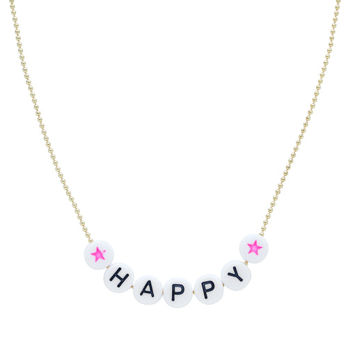 Caryn Lawn Beaded Word Necklace- Happy