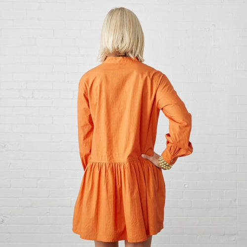 Caryn Lawn Morgan Mini Dress Burnt Orange