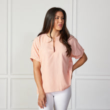 Load image into Gallery viewer, Caryn Lawn Betsy Ribbon Stripe Top Sherbet