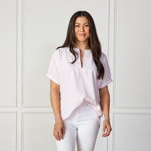Load image into Gallery viewer, Caryn Lawn Betsy Ribbon Stripe Top Pink