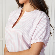 Load image into Gallery viewer, Caryn Lawn Betsy Ribbon Stripe Top Pink