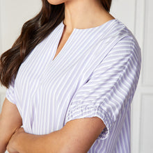Load image into Gallery viewer, Caryn Lawn Betsy Ribbon Stripe Top Lavender