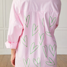 Load image into Gallery viewer, Caryn Lawn Preppy Dress Pink Chambray with Heart