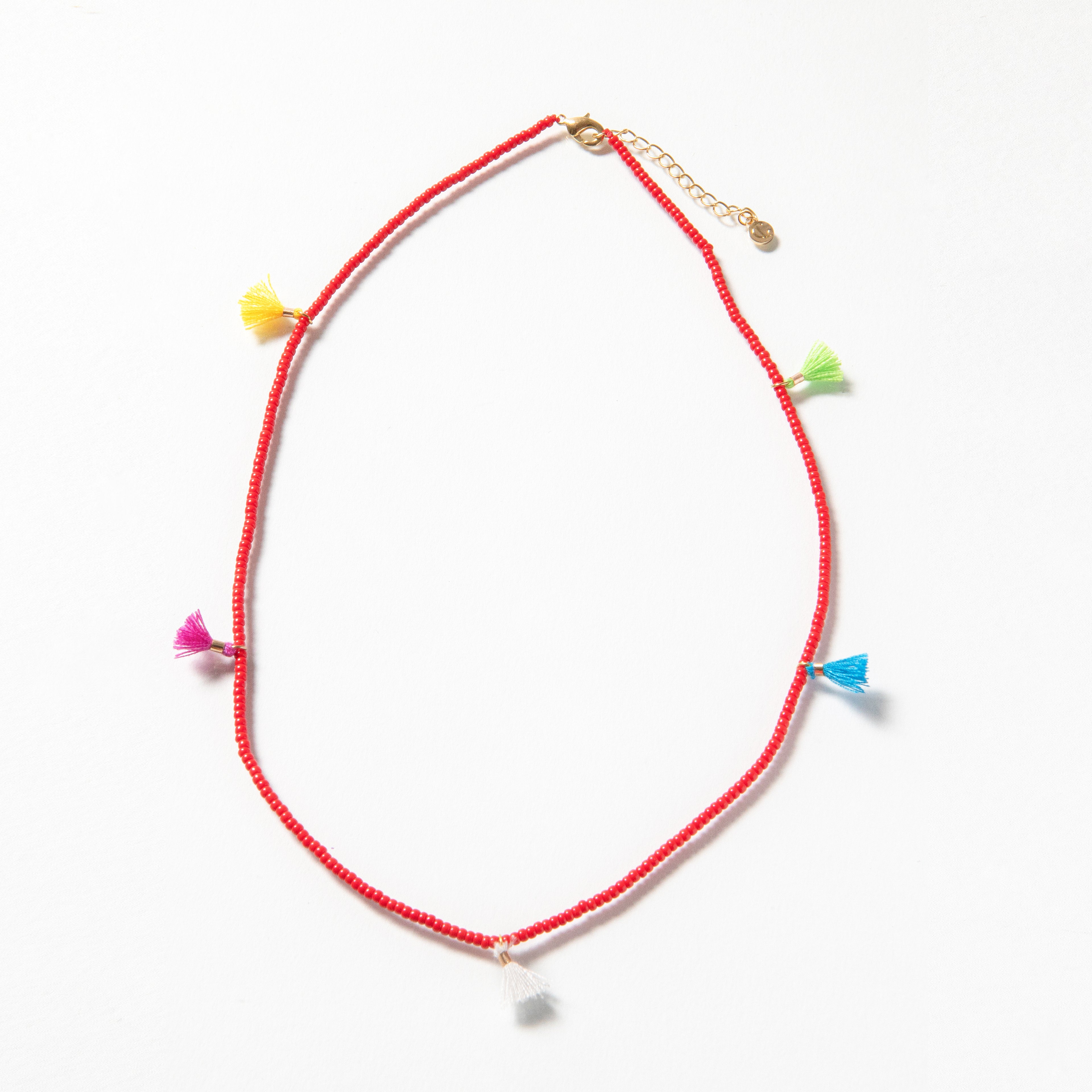 Caryn Lawn Tiny Tassel Necklace - Red