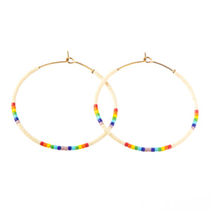 Caryn Lawn Baja Hoop Earring - White Rainbow