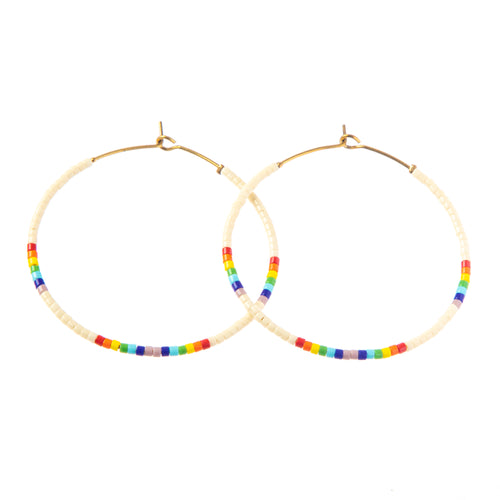 Caryn Lawn Baja Hoop Earring - White Rainbow