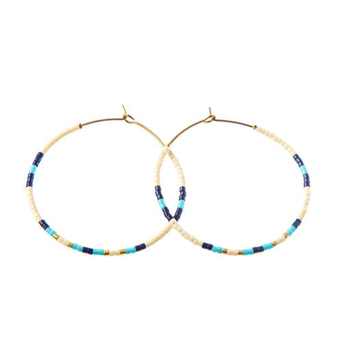 Caryn Lawn Baja Hoop Earring - Cream/Navy/light blue