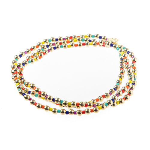Caryn Lawn Bali Gold Bead Set of 3- Rainbow
