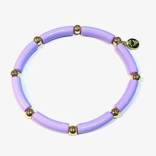 Caryn Lawn Skinny Tube Gold Ball Enamel Bracelet Lavender