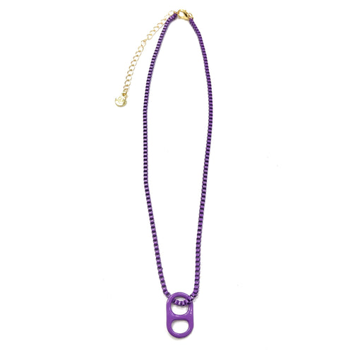 Caryn Lawn Enamel Tab Necklace Purple