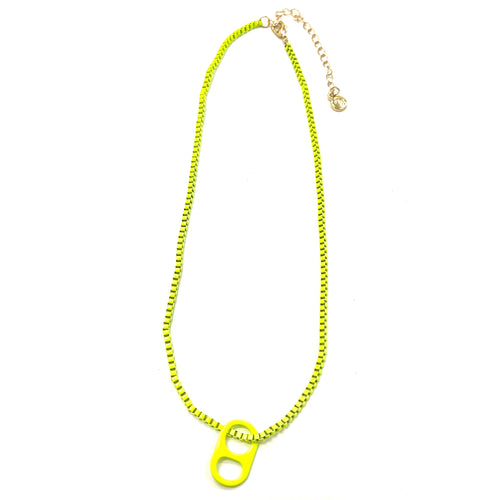Caryn Lawn Enamel Tab Necklace Neon